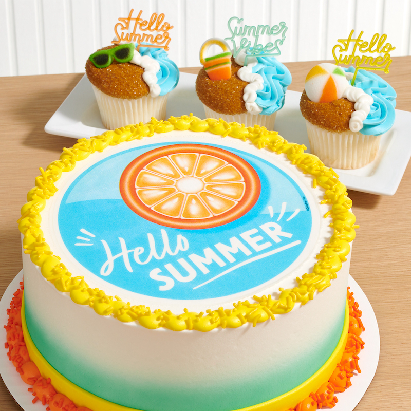 hello summer edible cake topper with summer vibes cupcake picks