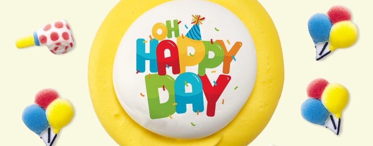 oh happy day birthday colorful edible cupcake topper design with balloons